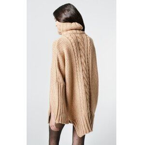 Smythe Turtleneck Blanket Sweater / Medium / Camel Oversized Chunky Knit Long